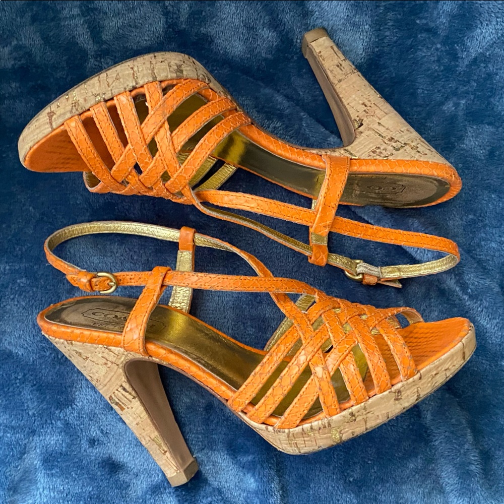 Strappy Orange Coach Sandals